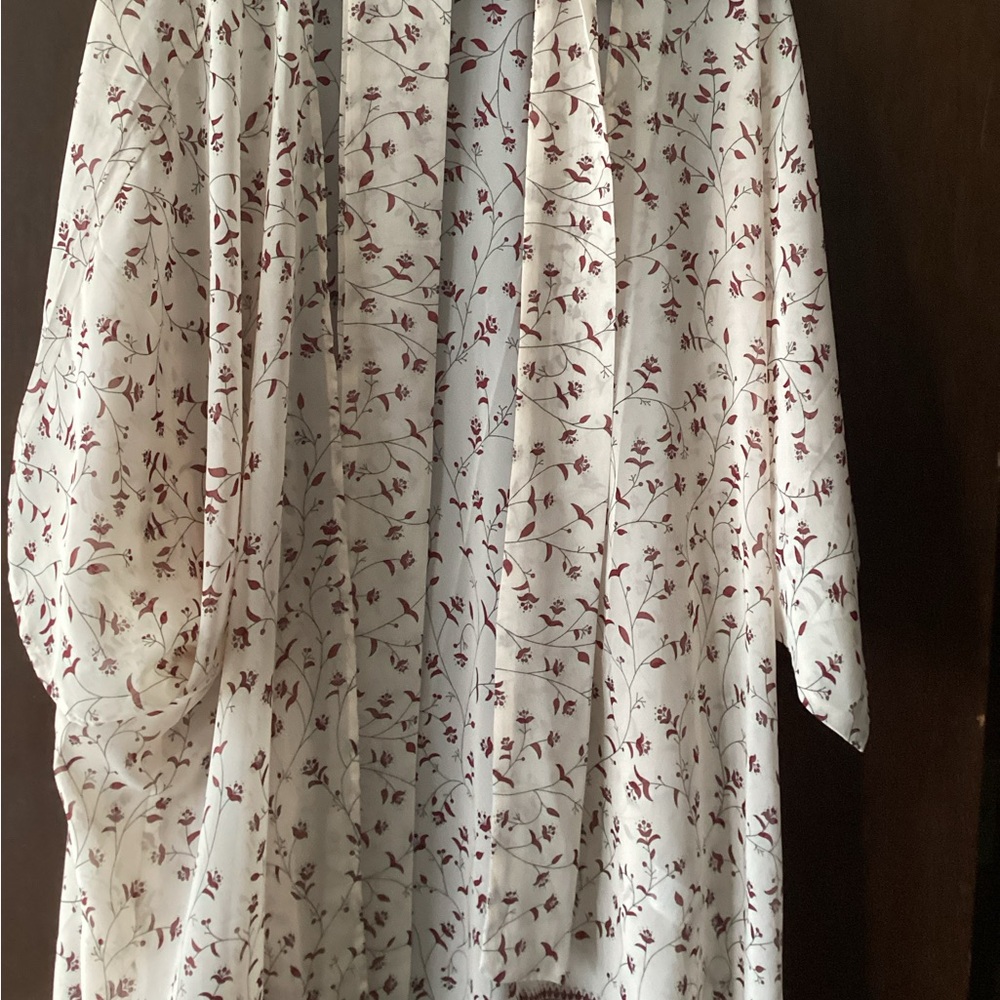 Floral Kimono with Red Accents